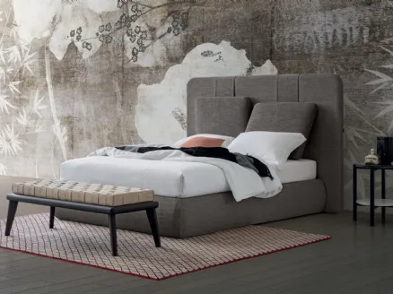 Bed with scenic headboard Durbar Round by Oggioni