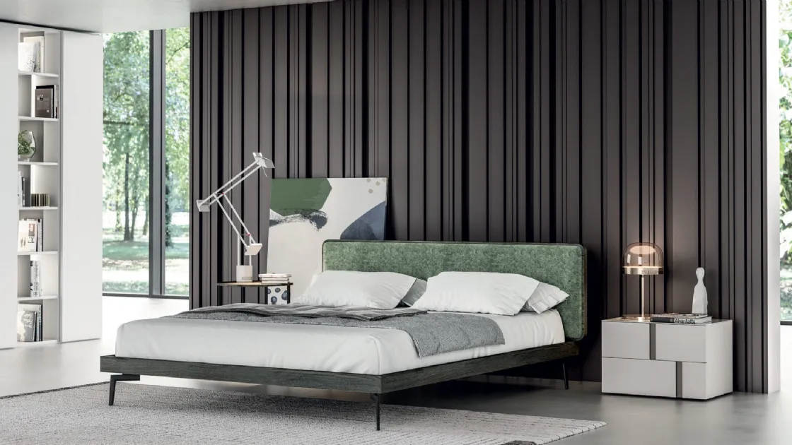 Ginevra bed with padded headboard by Tagliabue Mobili