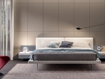 Giulietta bed with headboard upholstered in eco-leather by Tagliabue Mobili