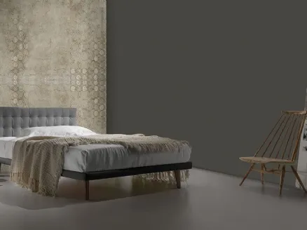 Bed with padded headboard with capitonné processing Lersa Ring 8 by Excò.