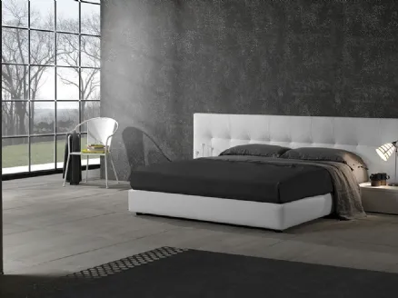 Bed with important quilted fabric headboard Marion by Excò