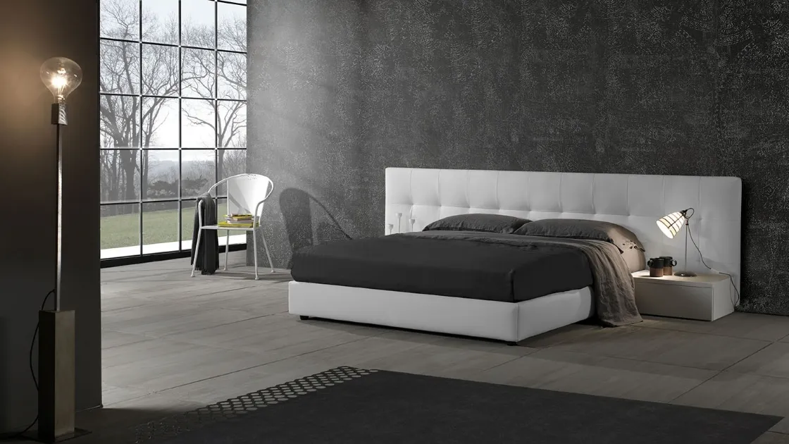 Bed with important quilted fabric headboard Marion by Excò