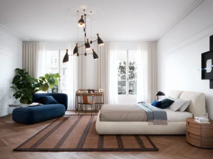 Midnight upholstered bed by Novamobili.