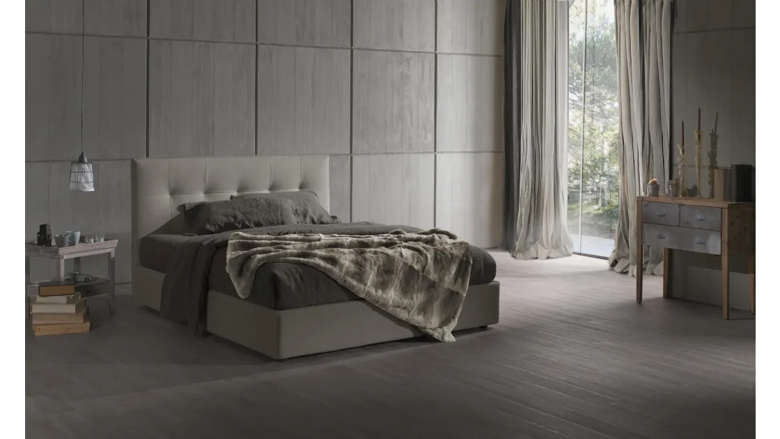 Ecopelle bed with storage compartment Moore 28 by Excò