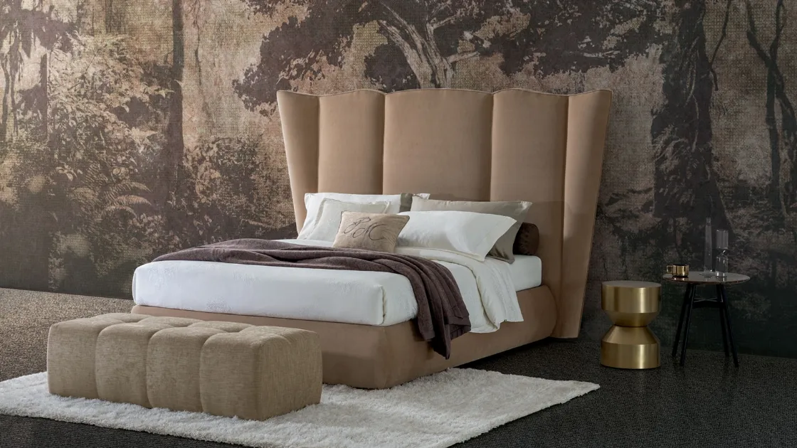 Fabric bed Opera Curtain with storage box by Oggioni