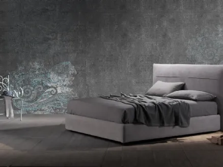 Padded bed with headboard and storage box Sax by Excò.