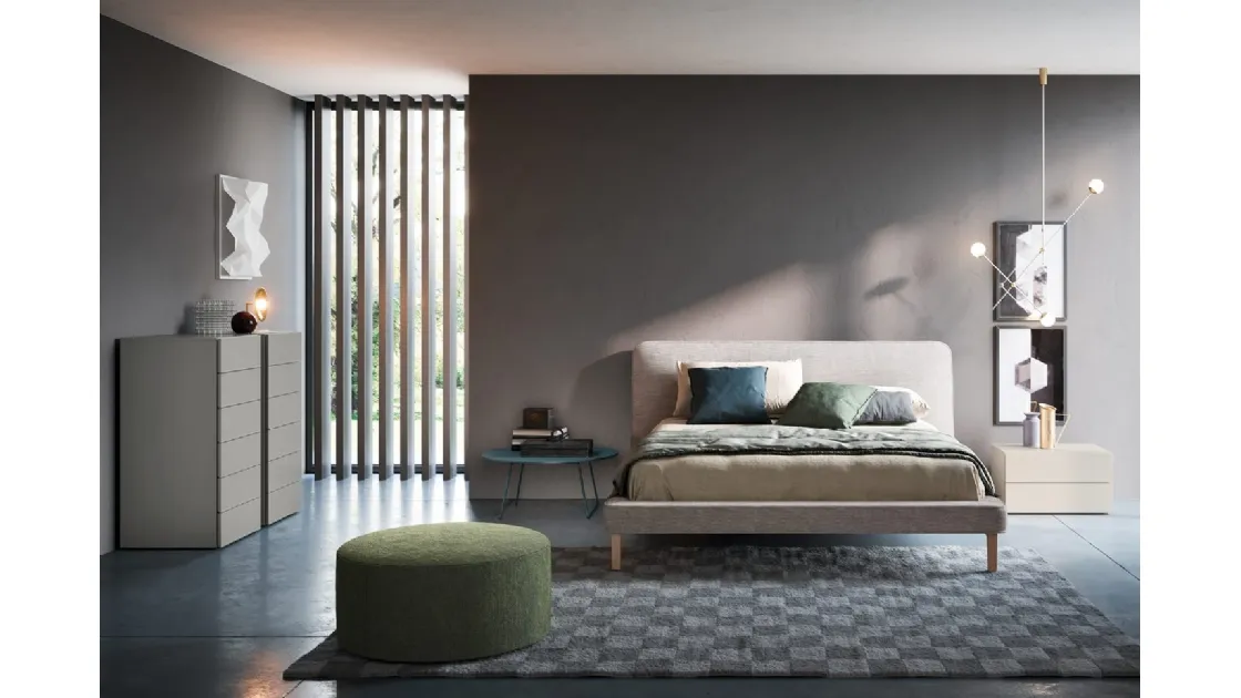 Seeyou bed in padded fabric by Novamobili.
