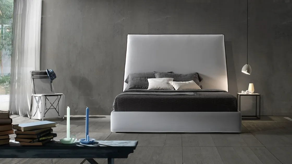 Bed with Tatami Alto headboard with Excò container
