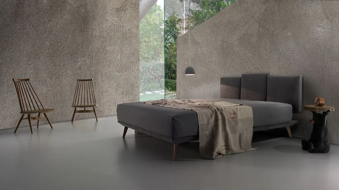 Fabric bed with Twist Best 174 headboard by Excò.