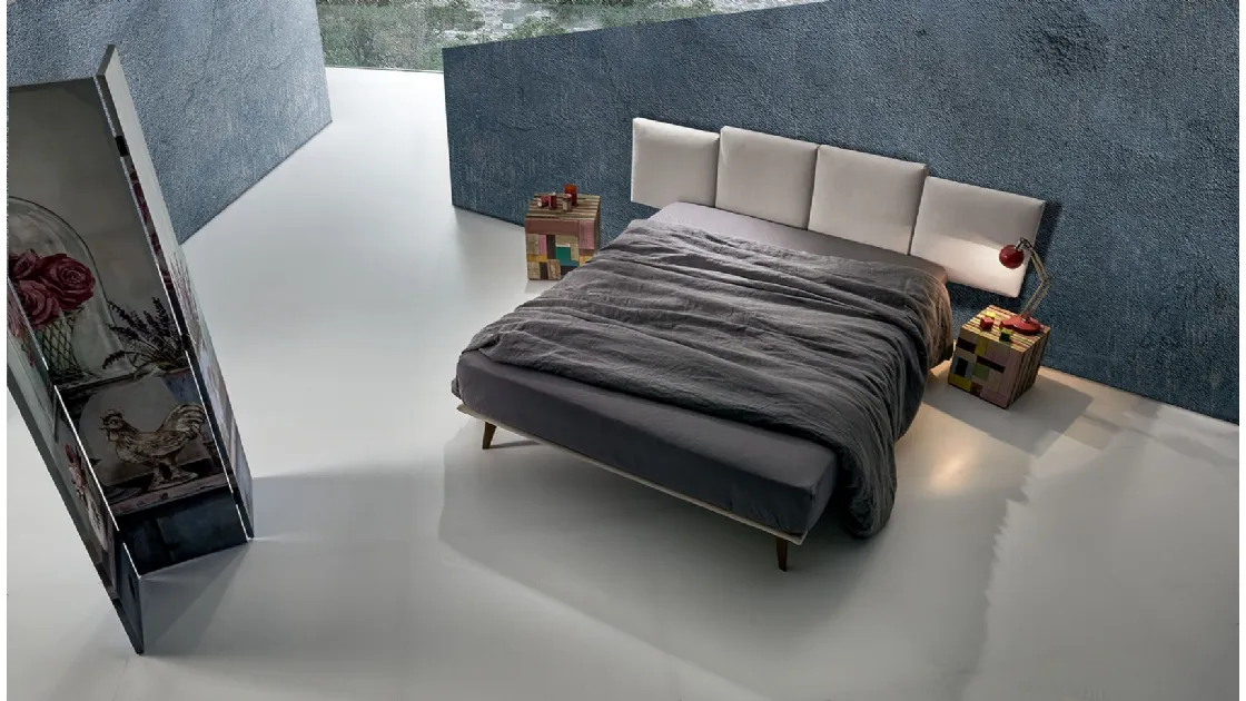 Bed with 4-panel fabric headboard Twist Best 232 by Excò