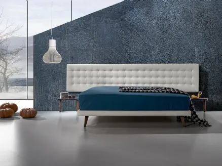 Double bed with important headboard in quilted faux leather Twist Lersa 290 by Excò.