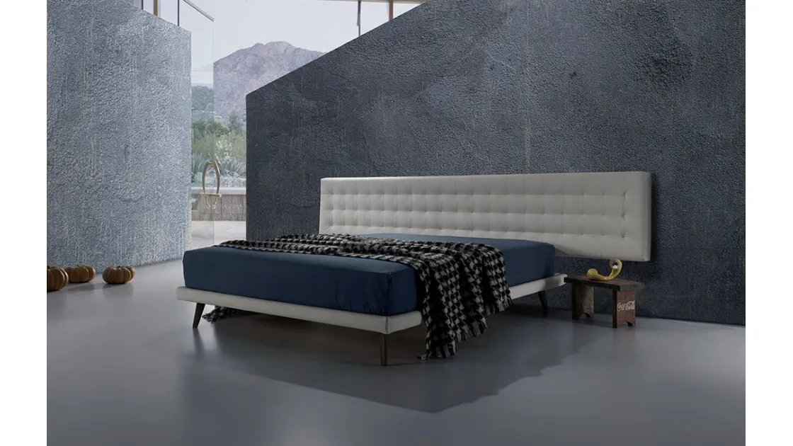 Double bed with an important quilted faux leather headboard Twist Lersa 290 by Excò.