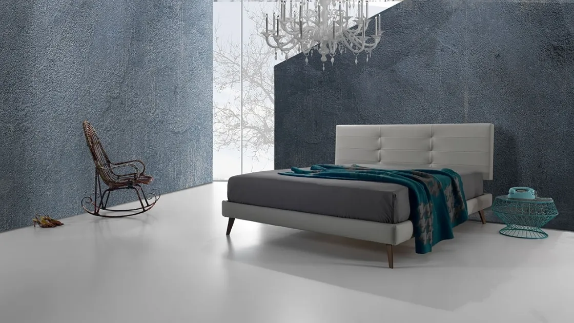 Fabric bed with quilted headboard Twist Tess 174 by Excò.