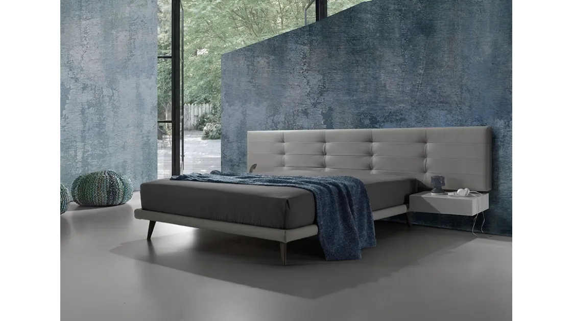 Leather bed with quilted headboard Twist Tess 290 by Excò.