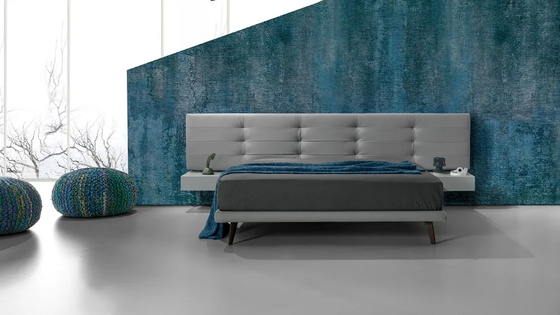 Leather bed with quilted headboard Twist Tess 290 by Excò.