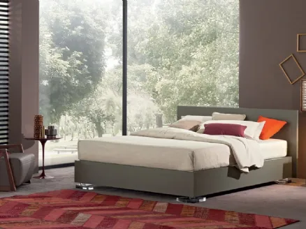 Wooden bed with headboard and storage base Valdo by Oggioni