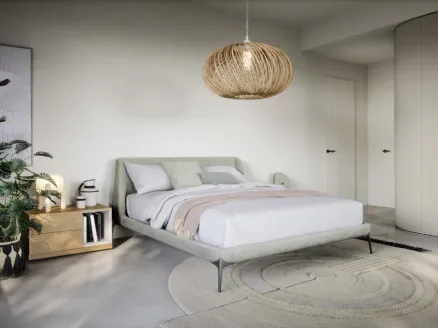 Fabric bed with enveloping Velvet headboard by Novamobili