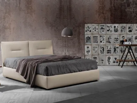 Double bed Zoè Uno in velvet padded by Excò.