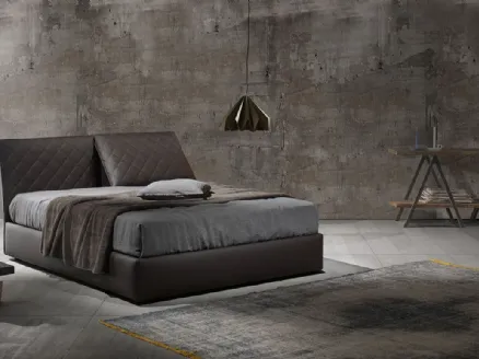 Quilted headboard bed Zoè Cinque with storage box by Excò.