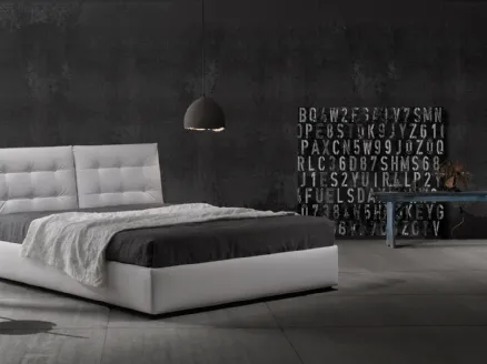 Eco-leather bed with quilted headboard Zoè Quattro Ring 28 with Excò storage container.