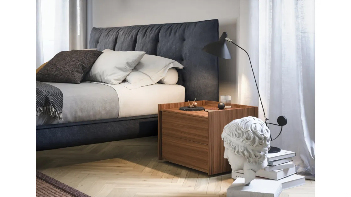 Sly bedside table in walnut wood by Novamobili.