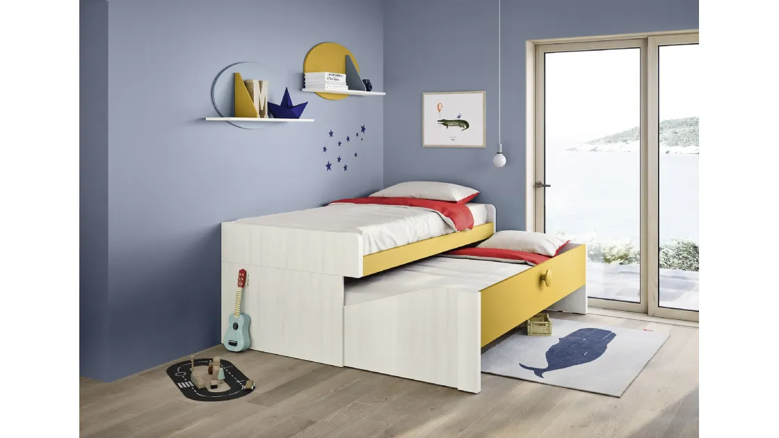 Space-saving room Pablo Bed with second pull-out bed by Nidi.