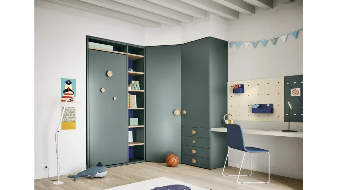 Twiddy space-saving children's bedroom with a foldaway bed by Nidi
