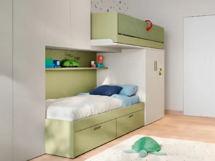 Loft Bed with Sliding Desk Skid by Nidi
