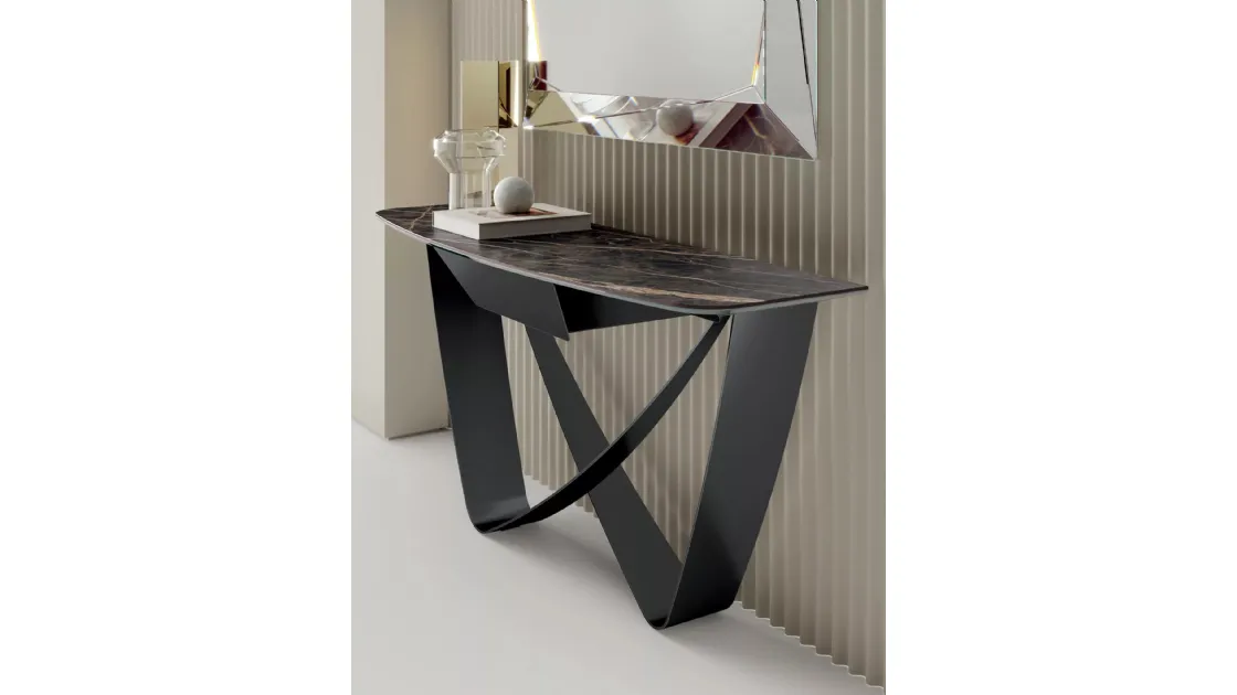 Bach Console Entryway Table in SuperMarble by Bontempi