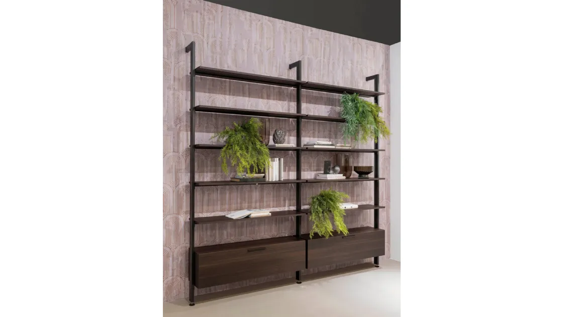 Karin wall library in aluminum and Doal wood