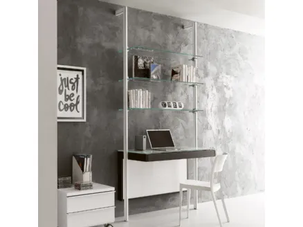 Pienza metal and glass bookcase with Terenghi Ponti writing desk top