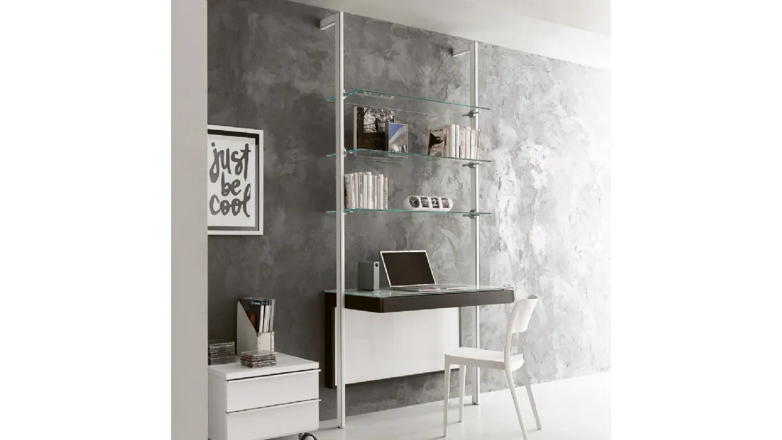 Pienza metal and glass bookcase with Terenghi Ponti writing desk top
