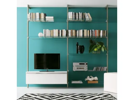 Portofino metal, glass, and lacquered library by Ponti Terenghi