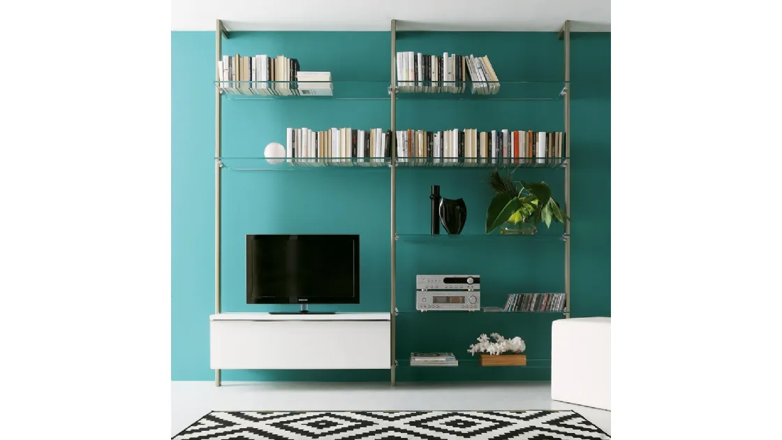 Portofino metal, glass, and lacquered library by Ponti Terenghi