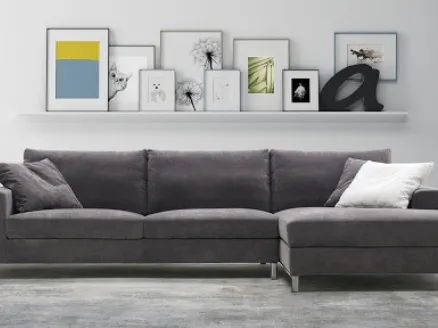 Fabric sofa with Avatar peninsula by Biba salotti