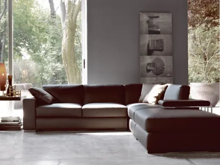 Boston large sofa in black eco-leather and corner by Biba salotti