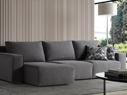 Gray fabric sofa with Charlie peninsula by Biba salotti