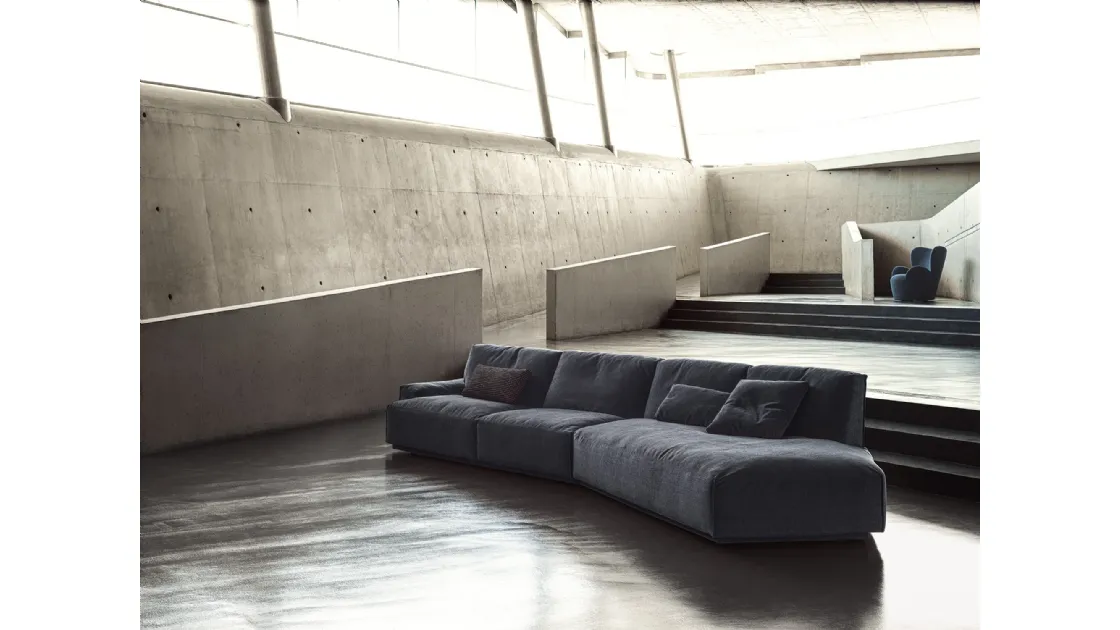 Linear sofa Dao Soft in upholstered fabric by Frigerio