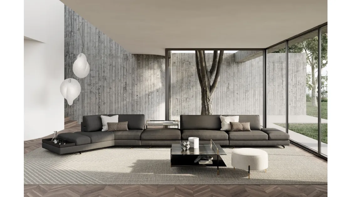 Linear sofa in Davis Flat fabric by Frigerio