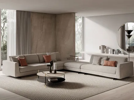 Davis Free corner sofa in upholstered fabric by Frigerio.
