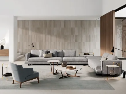 Davis Style corner sofa in Frigerio upholstered fabric.