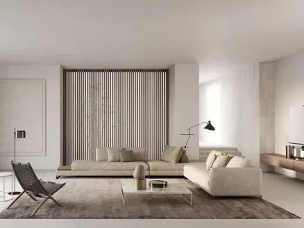 Corner sofa in padded fabric Davis Top Flat by Frigerio.