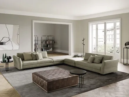 Corner sofa upholstered in Davis Wave fabric by Frigerio