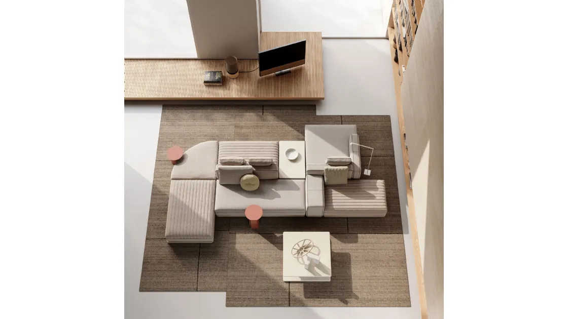 Eddie Double two-sided sofa with peninsula by Frigerio.