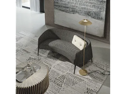 Two-seater curved sofa in fabric with solid wood legs Jackie by Frigerio