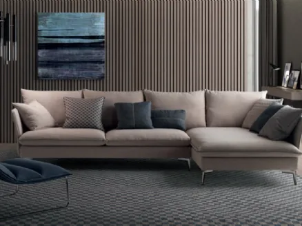 Sofa with peninsula in Link fabric by Biba salotti
