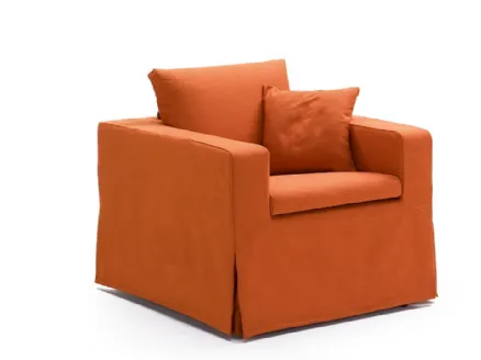 Orange fabric armchair with Ninna bed by Biba Salotti