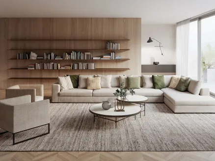 Corner sofa in Oreste fabric by Frigerio.