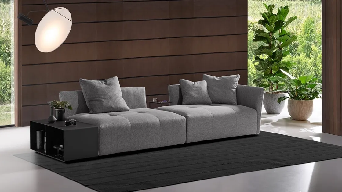 Linear sofa in Taos fabric by Excò.