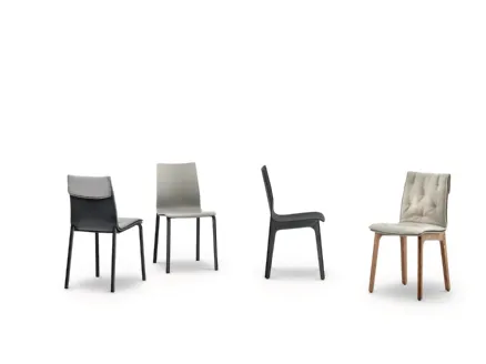 Alpha chair with solid wood frame and lacquered wood monocoque by Bontempi.